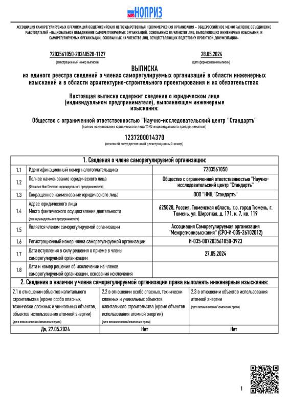 Выписка из реестра СРО